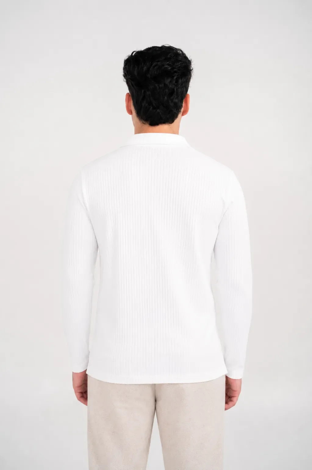Ellor Long Sleeve Polo Shirt – White
