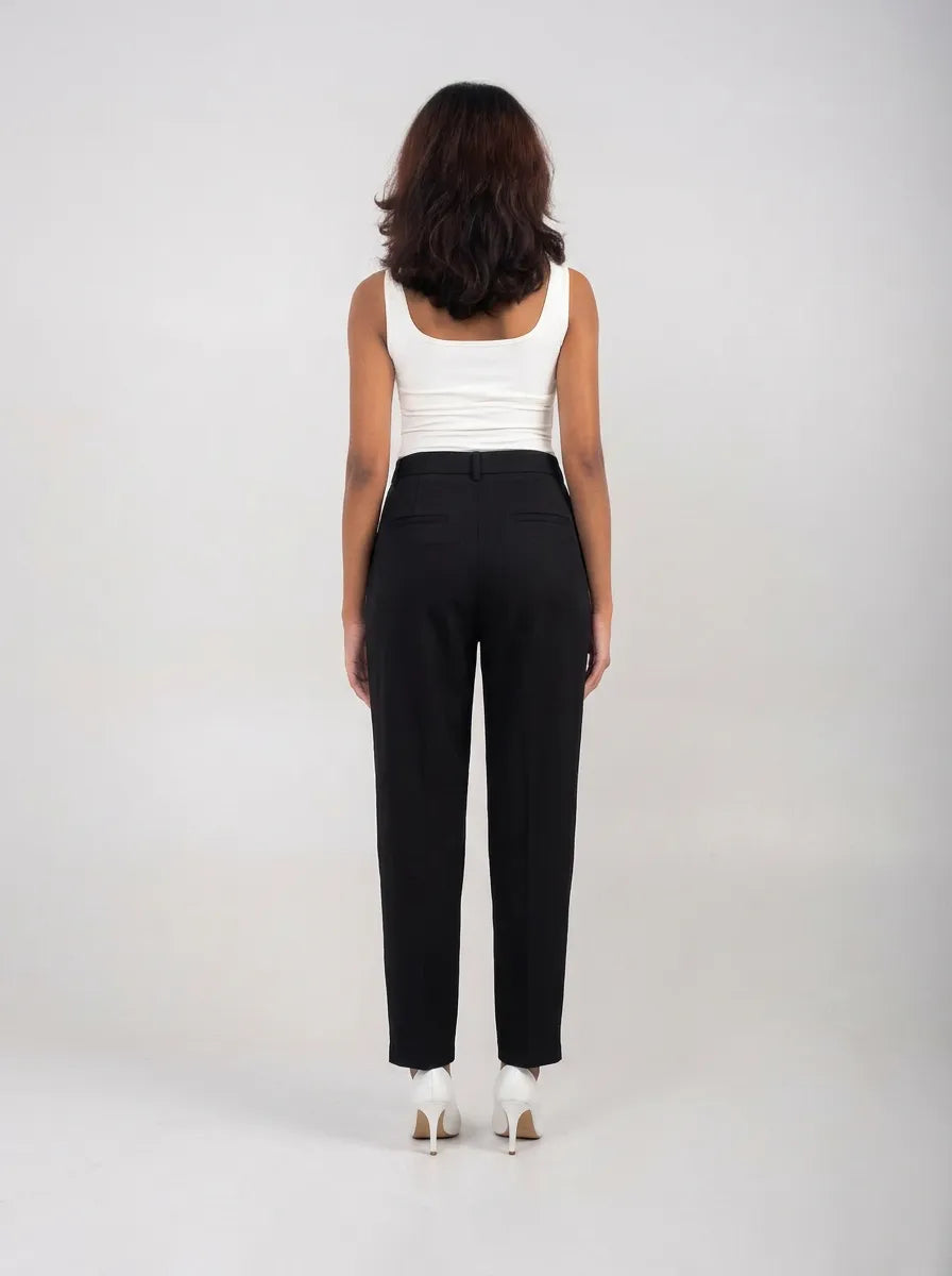 Ellor Pleated Pencil Trousers – Classic Black