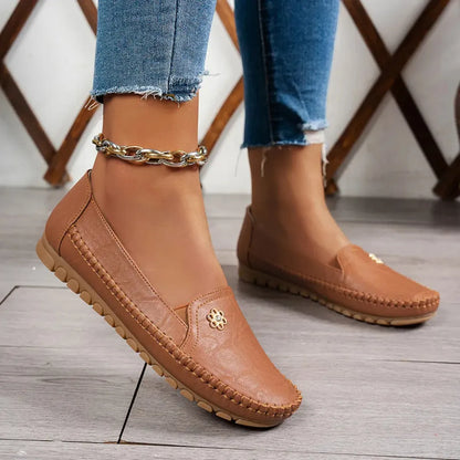 Verona Leather Moccasin Flats - Slip-On Loafers for Women