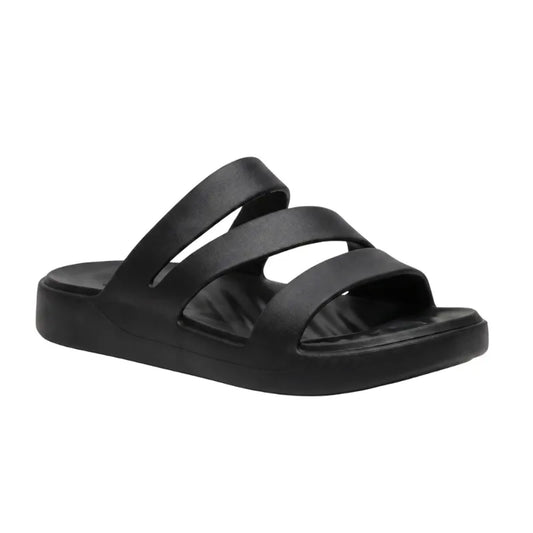 Damen Plateau-Pantoletten mit überkreuzten Riemen – Bequeme Slides
