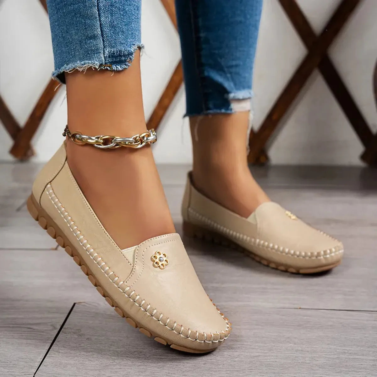 Verona Leather Moccasin Flats - Slip-On Loafers for Women