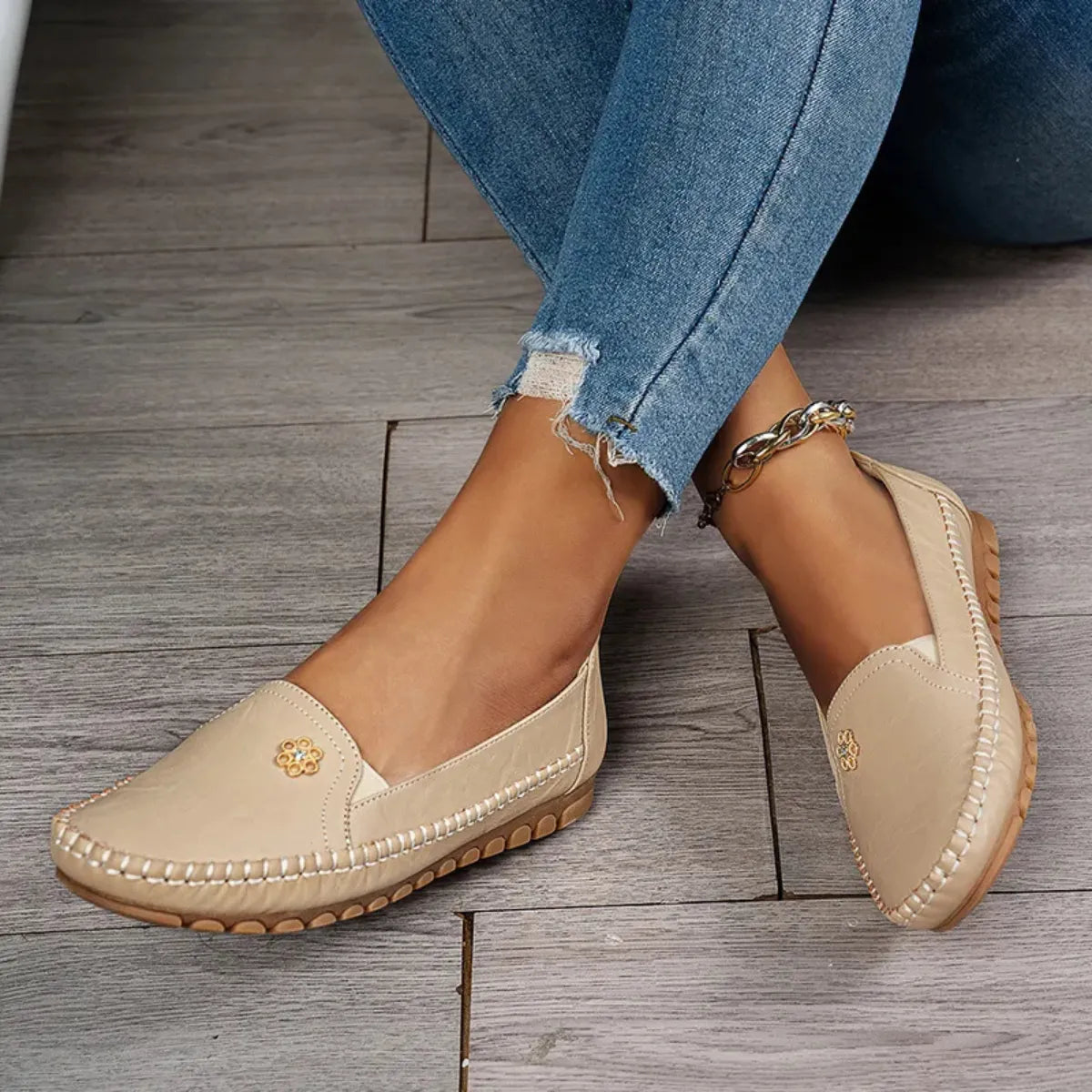 Verona Leather Moccasin Flats - Slip-On Loafers for Women