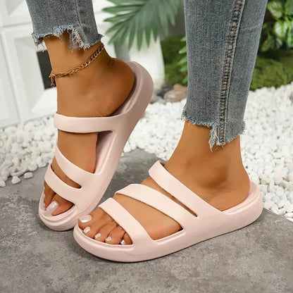 Women’s Criss-Cross Platform Sandals - Comfort Slides