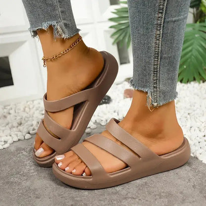 Women’s Criss-Cross Platform Sandals - Comfort Slides