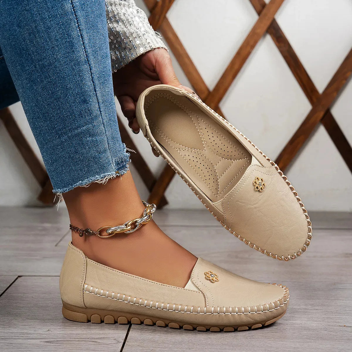 Verona Leather Moccasin Flats - Slip-On Loafers for Women