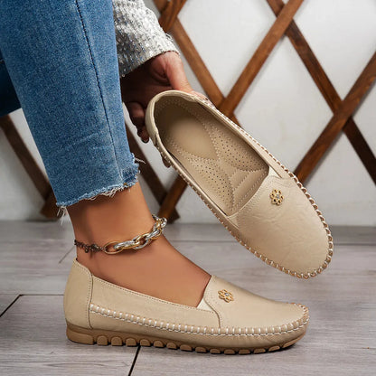 Verona Leather Moccasin Flats - Slip-On Loafers for Women