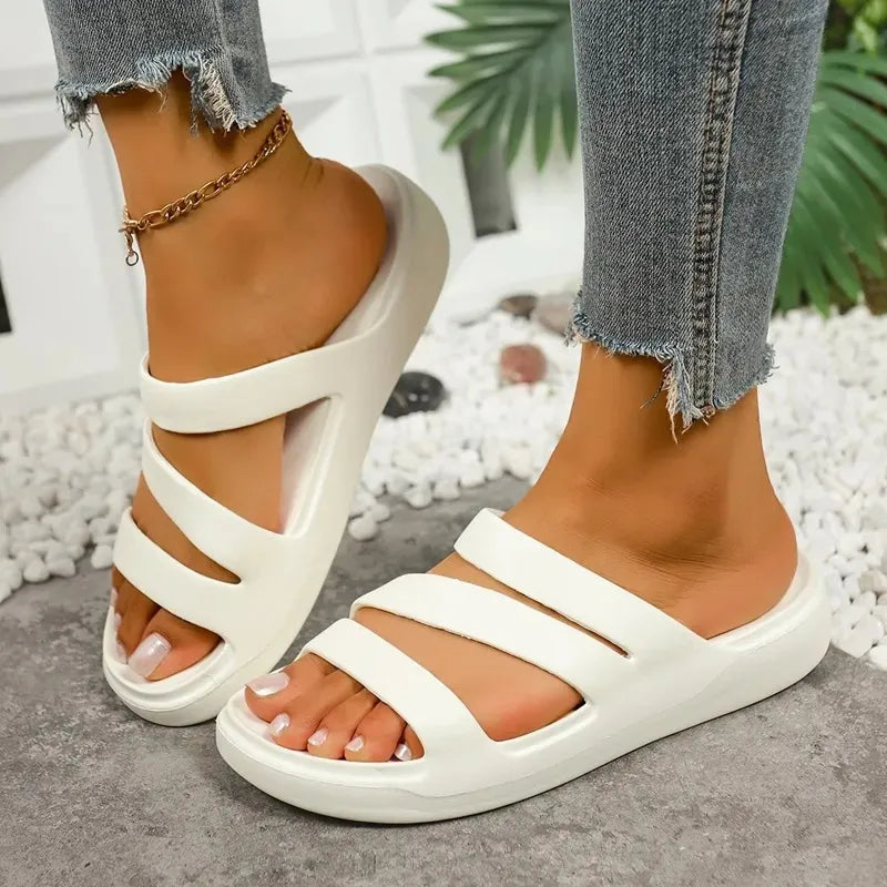 Women’s Criss-Cross Platform Sandals - Comfort Slides