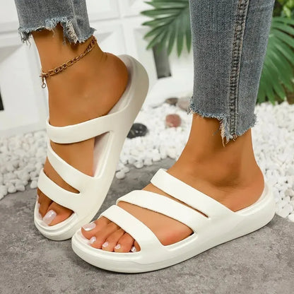 Women’s Criss-Cross Platform Sandals - Comfort Slides