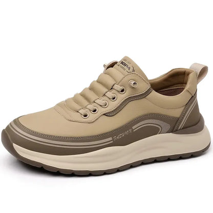 Men’s Casual Leather Sneakers - Lace-Up Shoes