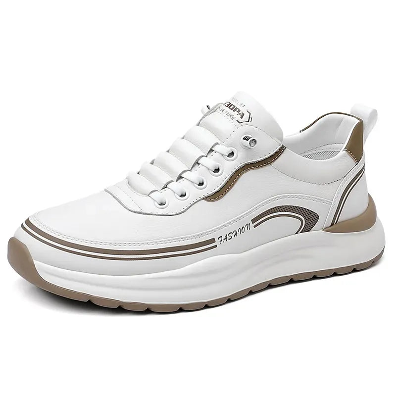 Men’s Casual Leather Sneakers - Lace-Up Shoes
