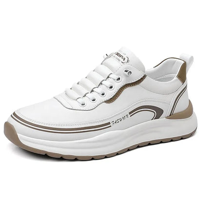 Men’s Casual Leather Sneakers - Lace-Up Shoes