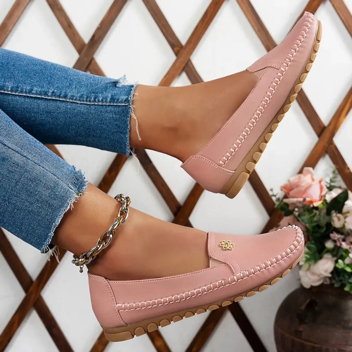 Verona Leather Moccasin Flats - Slip-On Loafers for Women