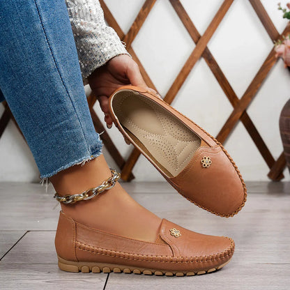 Verona Leather Moccasin Flats - Slip-On Loafers for Women