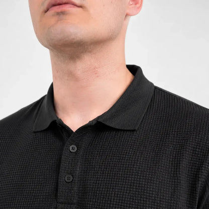 Premium Waffle-Texture Men's Polo - Black