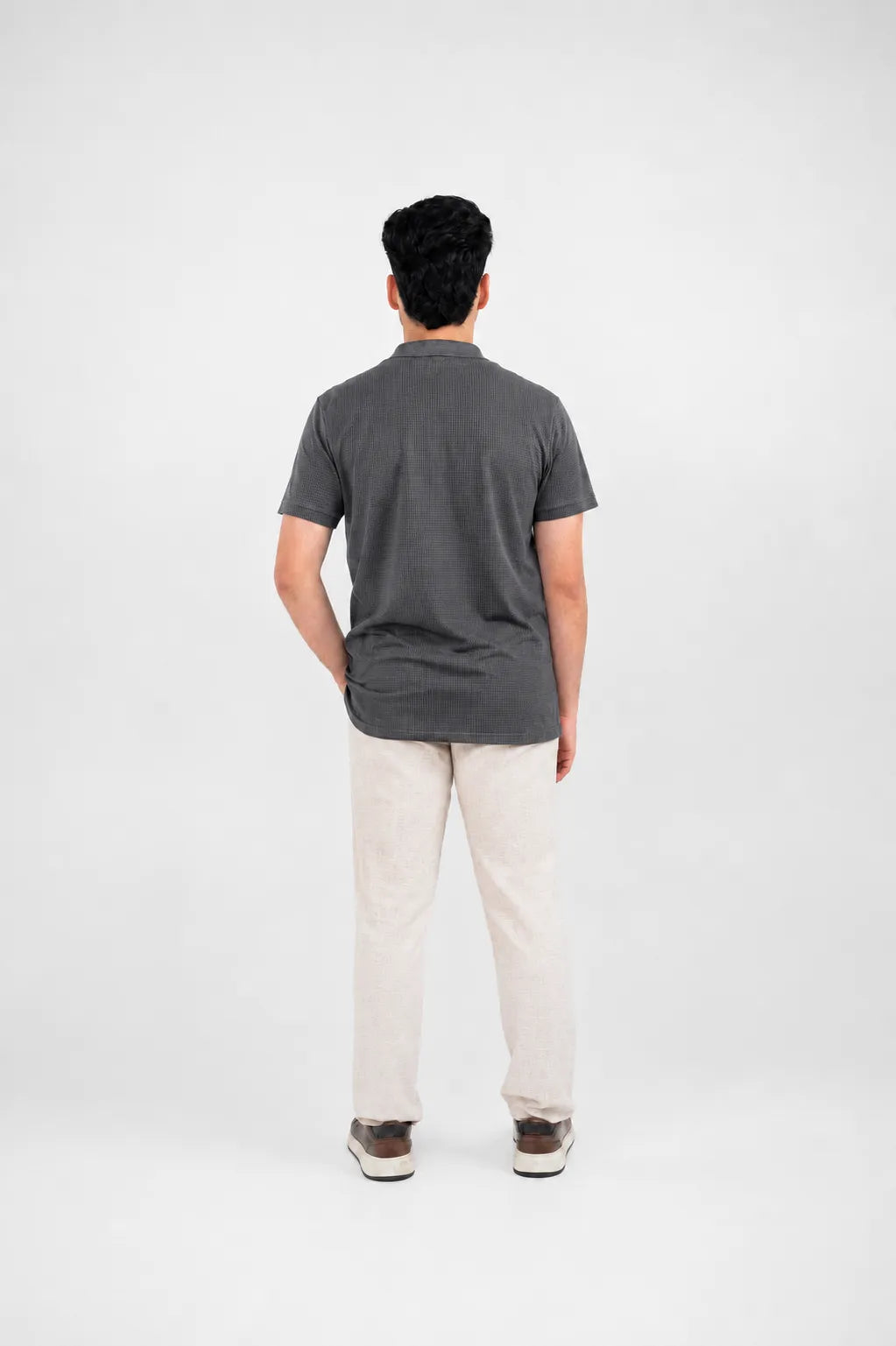 Premium Waffle-Texture Men's Polo - Grey