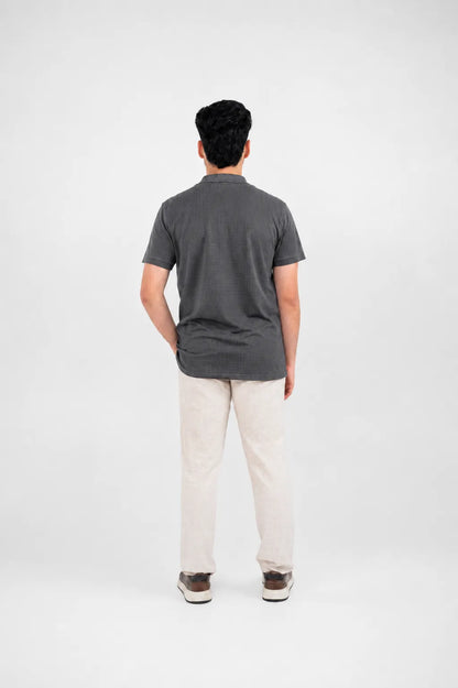 Premium Waffle-Texture Men's Polo - Grey