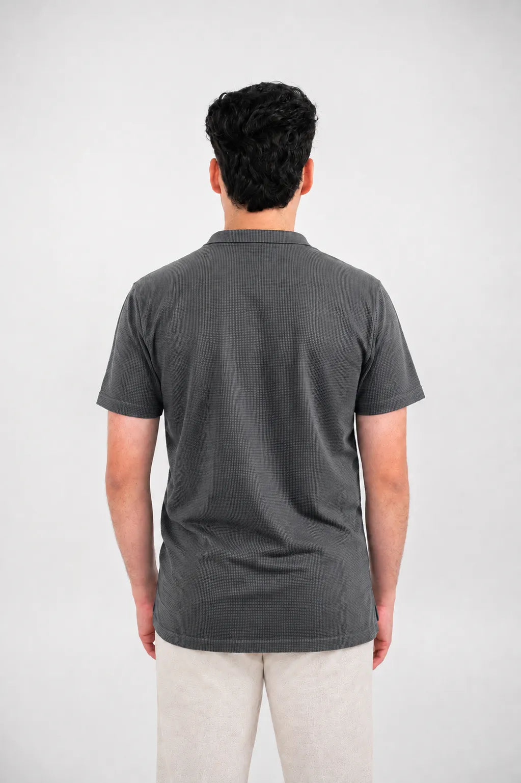 Premium Waffle-Texture Men's Polo - Grey