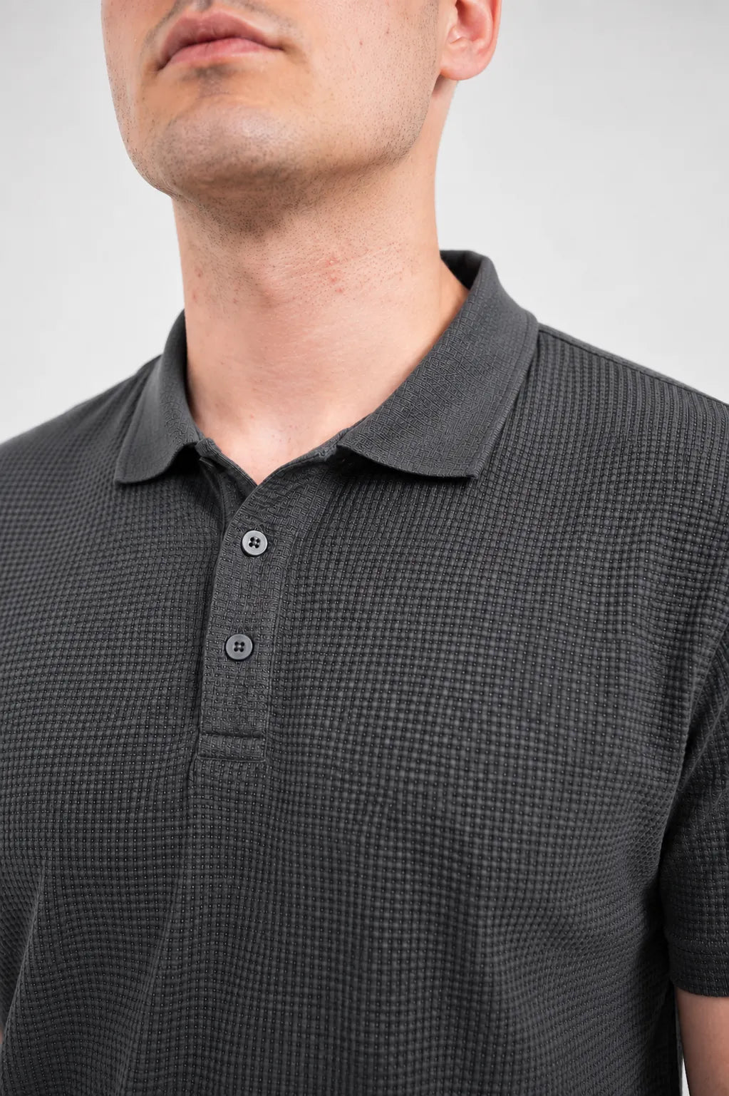 Premium Waffle-Texture Men's Polo - Grey