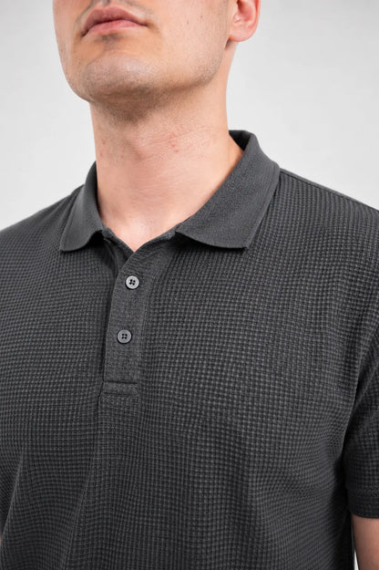 Premium Waffle-Texture Men's Polo - Grey