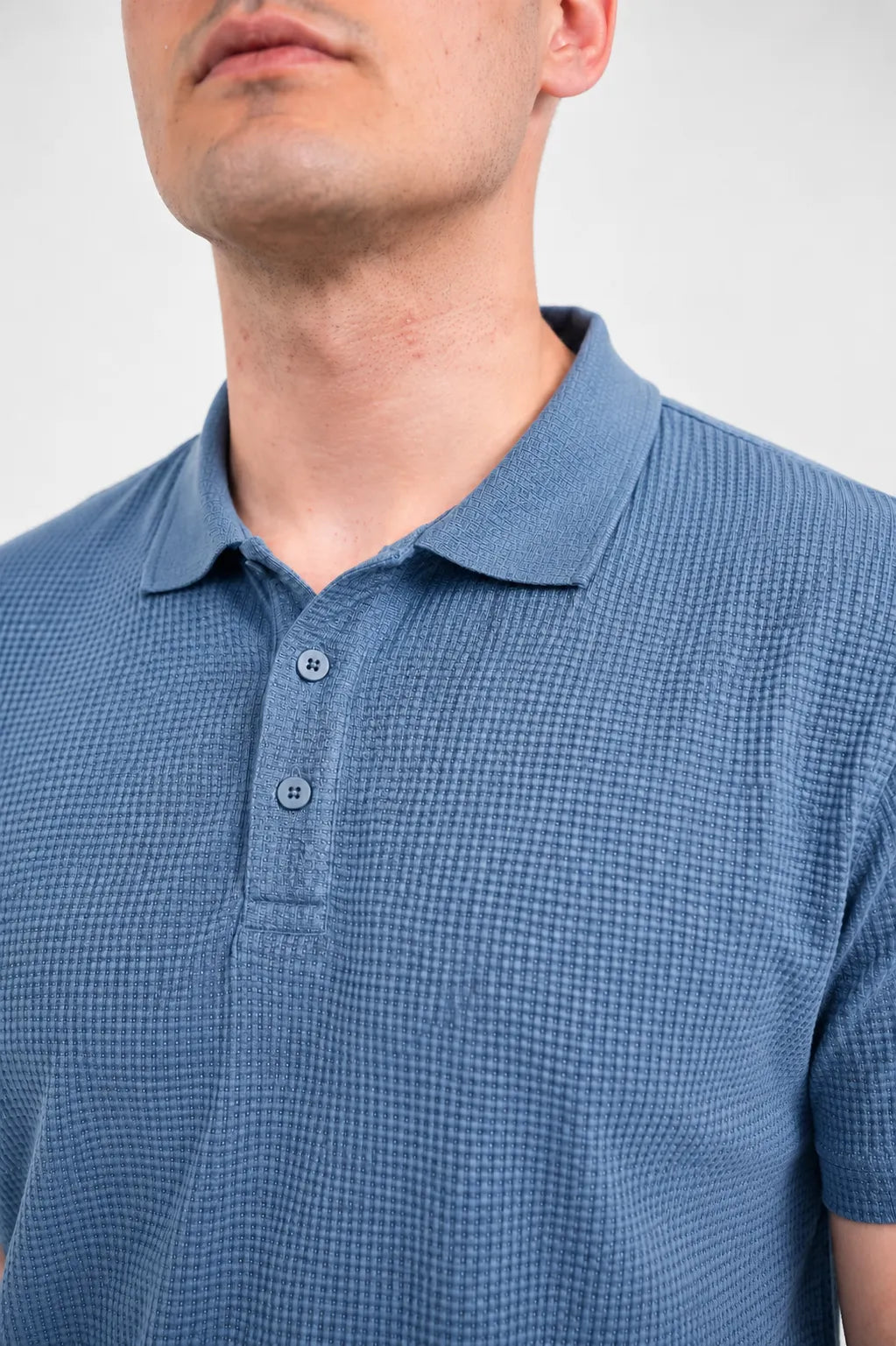 Premium Waffle-Texture Men's Polo - Coastal blue
