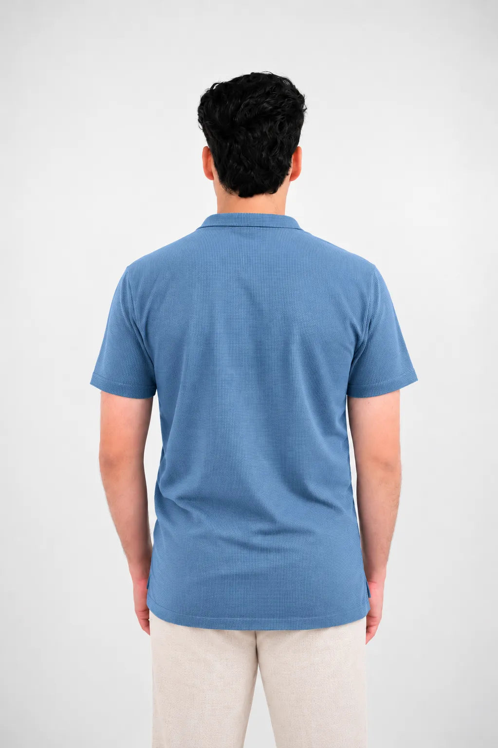Premium Waffle-Texture Men's Polo - Coastal blue