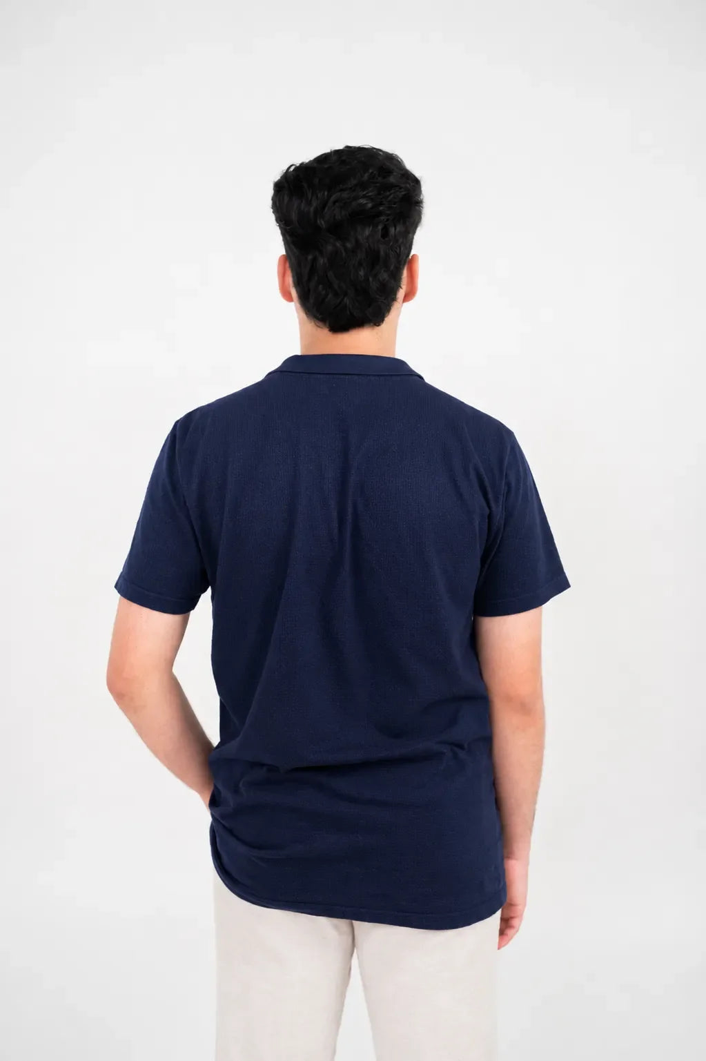 Premium Waffle-Texture Men's Polo - Midnight Navy