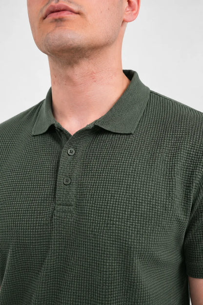 Premium Waffle-Texture Men's Polo - Sage Green