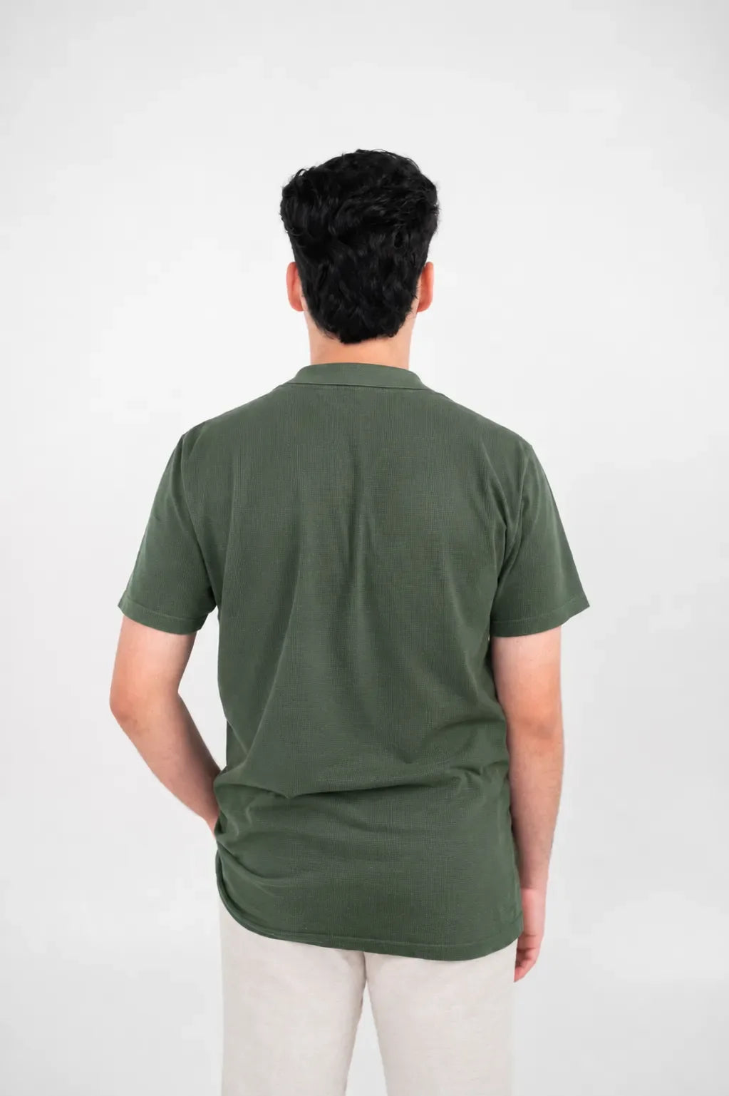 Premium Waffle-Texture Men's Polo - Sage Green