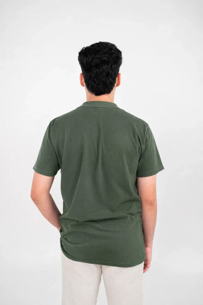 Premium Waffle-Texture Men's Polo - Sage Green