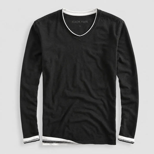 Ellor Cotton Long-Sleeve Shirt - Black