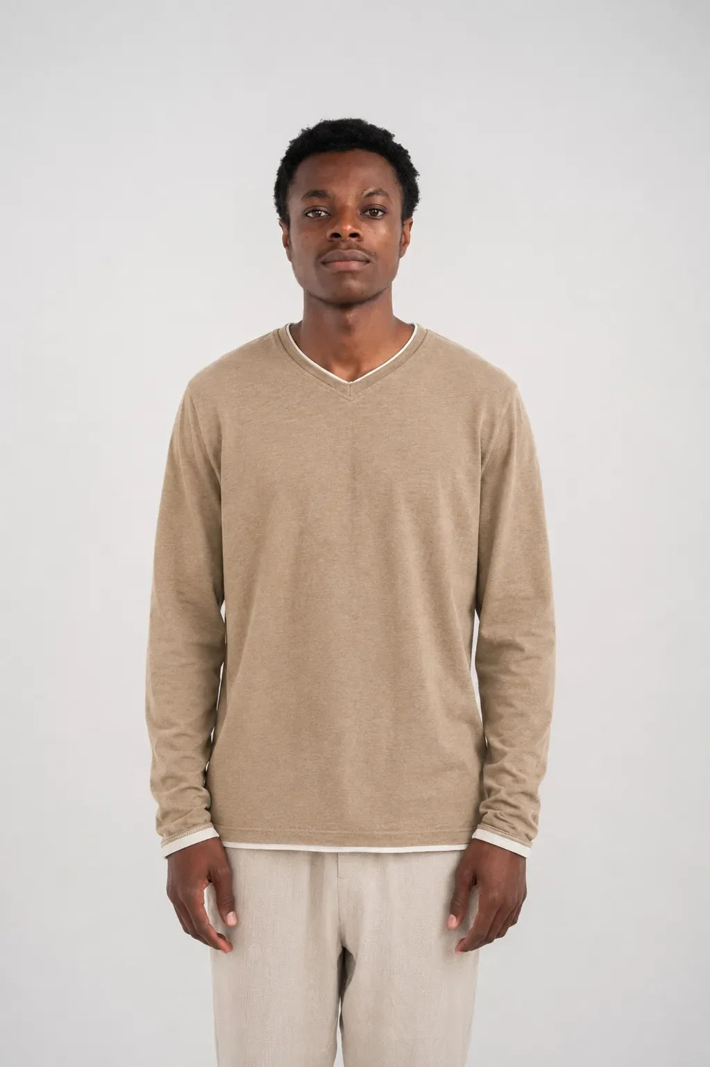 Ellor Cotton Long-Sleeve Shirt - Brown