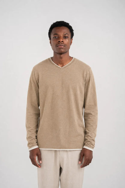 Ellor Cotton Long-Sleeve Shirt - Brown