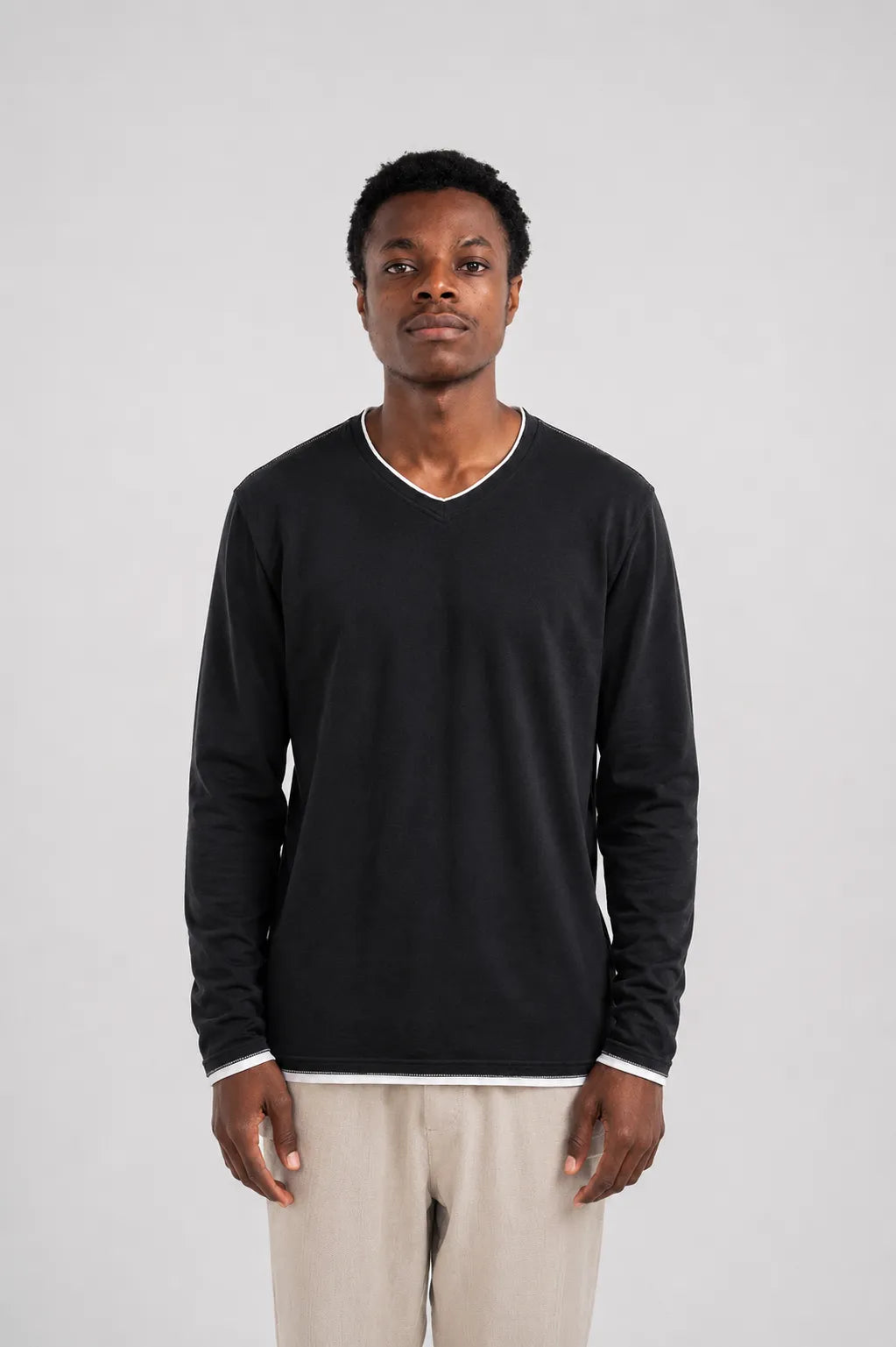 Ellor Cotton Long-Sleeve Shirt - Black