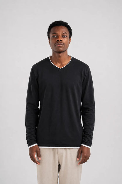 Ellor Cotton Long-Sleeve Shirt - Black