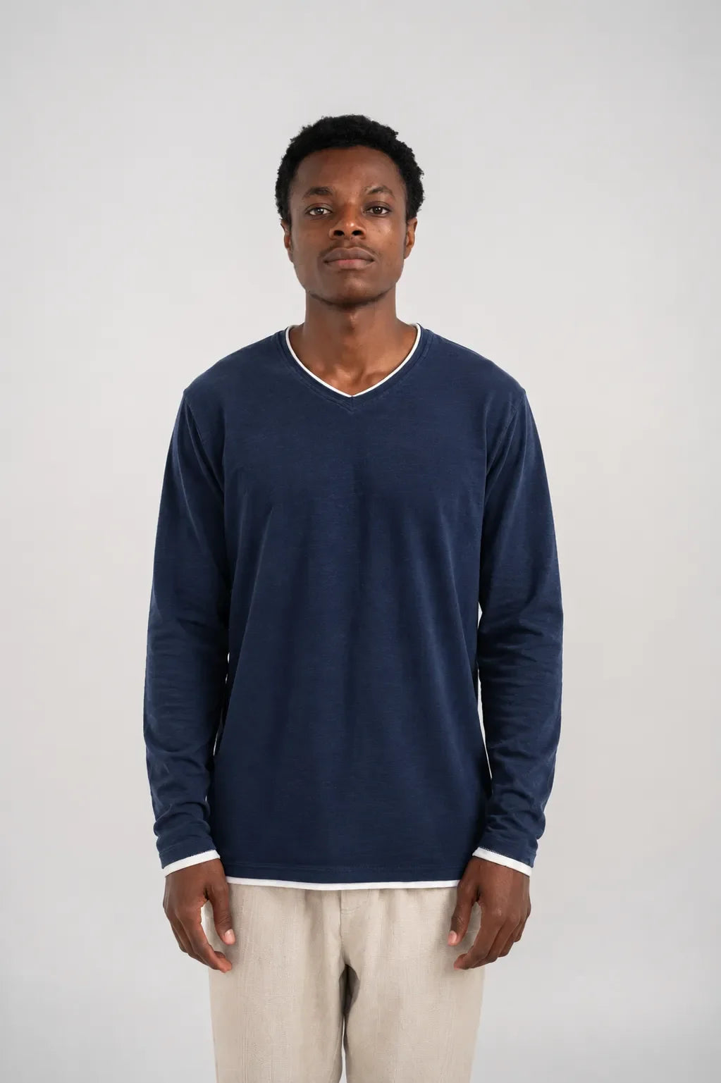 Ellor Cotton Long-Sleeve Shirt - Navy