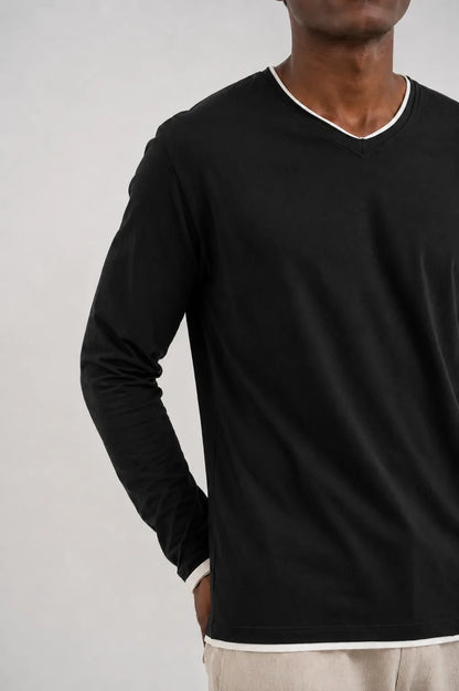 Ellor Cotton Long-Sleeve Shirt - Black