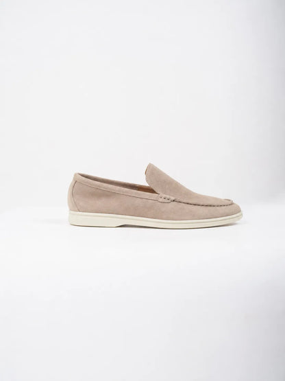 Ellor Suede Moc-Toe Loafer – Warm Taupe