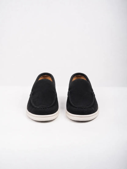 Ellor Suede Moc-Toe Loafer – Black