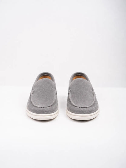 Ellor Suede Moc-Toe Loafer – Grey