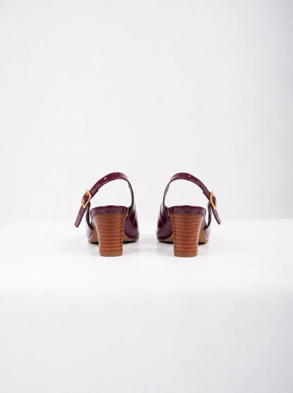 Ellor Gold Buckle Platform Sandal – Deep Burgundy