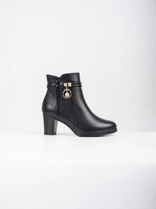 Ellor Jewel Charm Ankle Boot – Jet Black