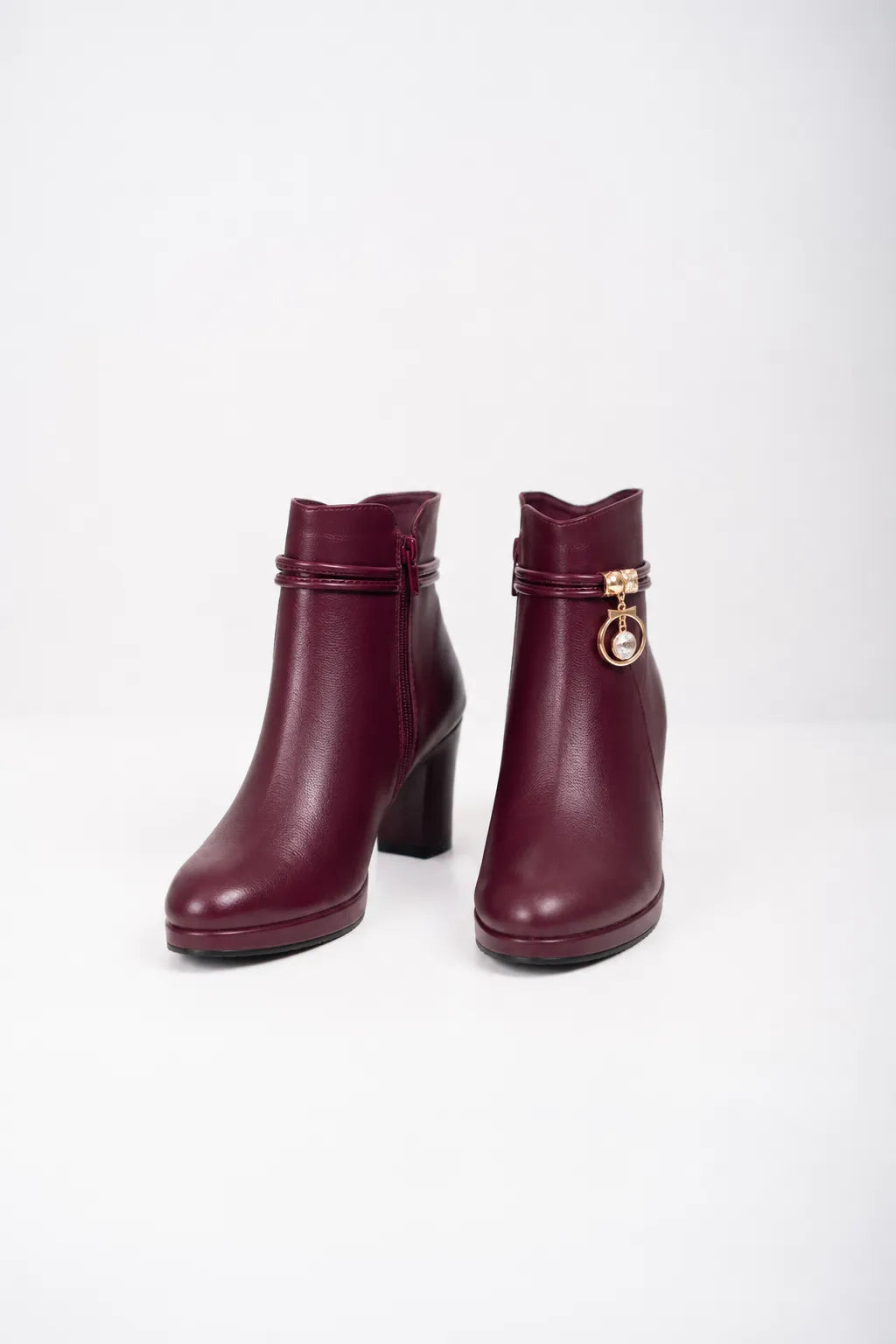 Ellor Jewel Charm Ankle Boot – Burgundy Wine