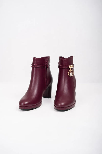 Ellor Jewel Charm Ankle Boot – Burgundy Wine