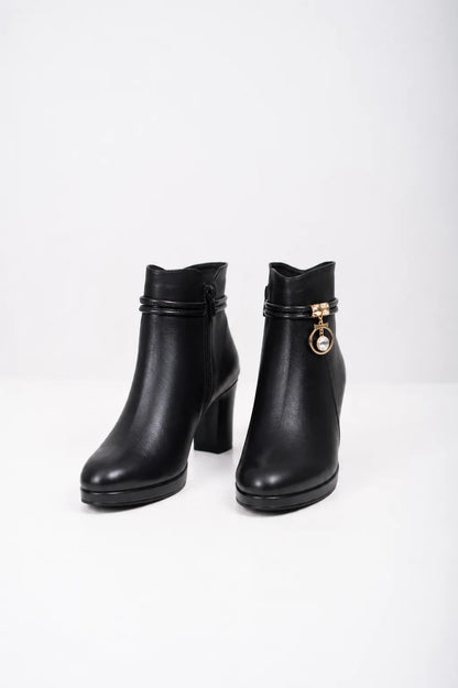 Ellor Jewel Charm Ankle Boot – Jet Black