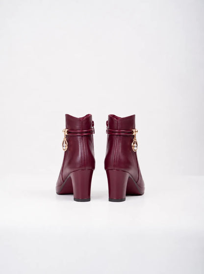 Ellor Jewel Charm Ankle Boot – Burgundy Wine