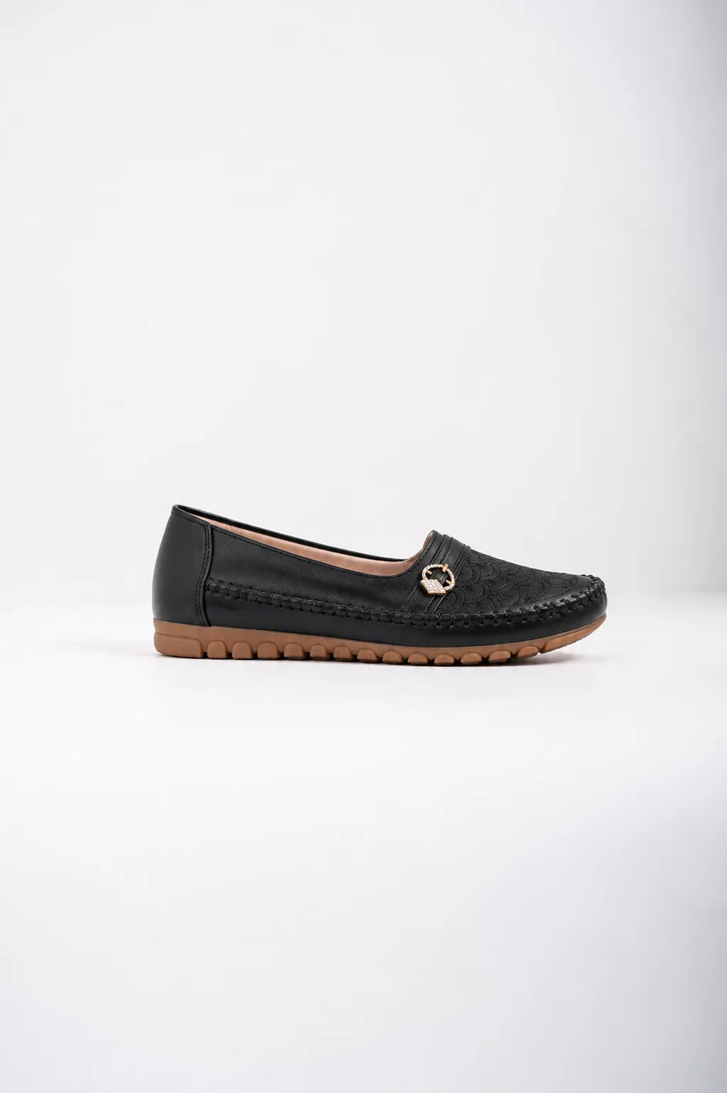 Ellor Embroidered Loafer Flat – Black