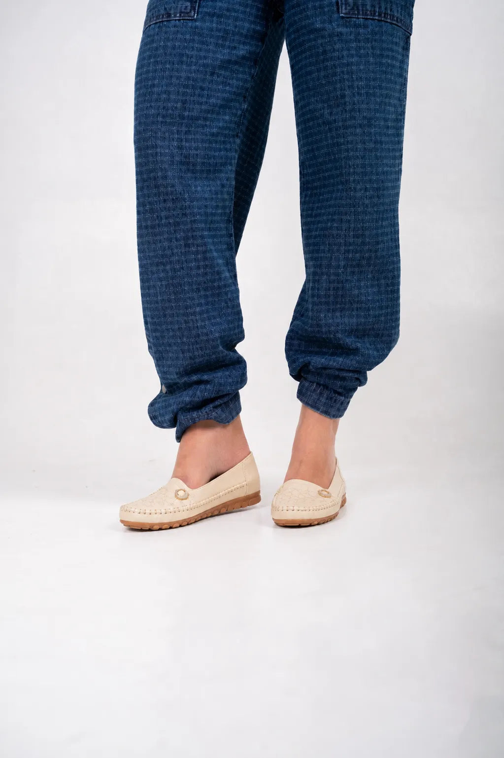 Ellor Embroidered Loafer Flat – Cream Beige