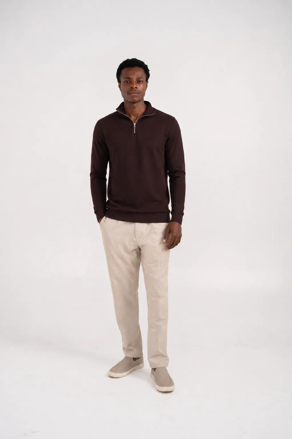 Ellor Quarter-Zip Pullover – Dark Chocolate