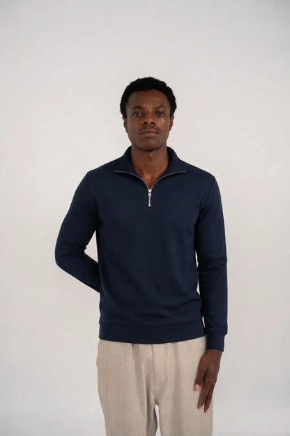 Ellor Quarter-Zip Pullover – Deep Navy