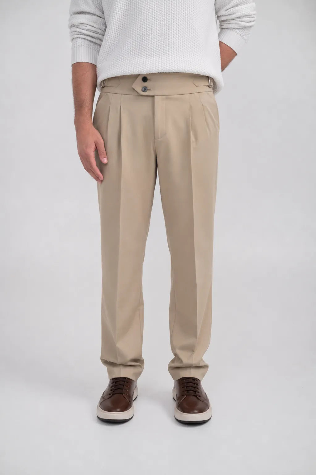 Ellor Tapered High-Waist Trousers – Khaki